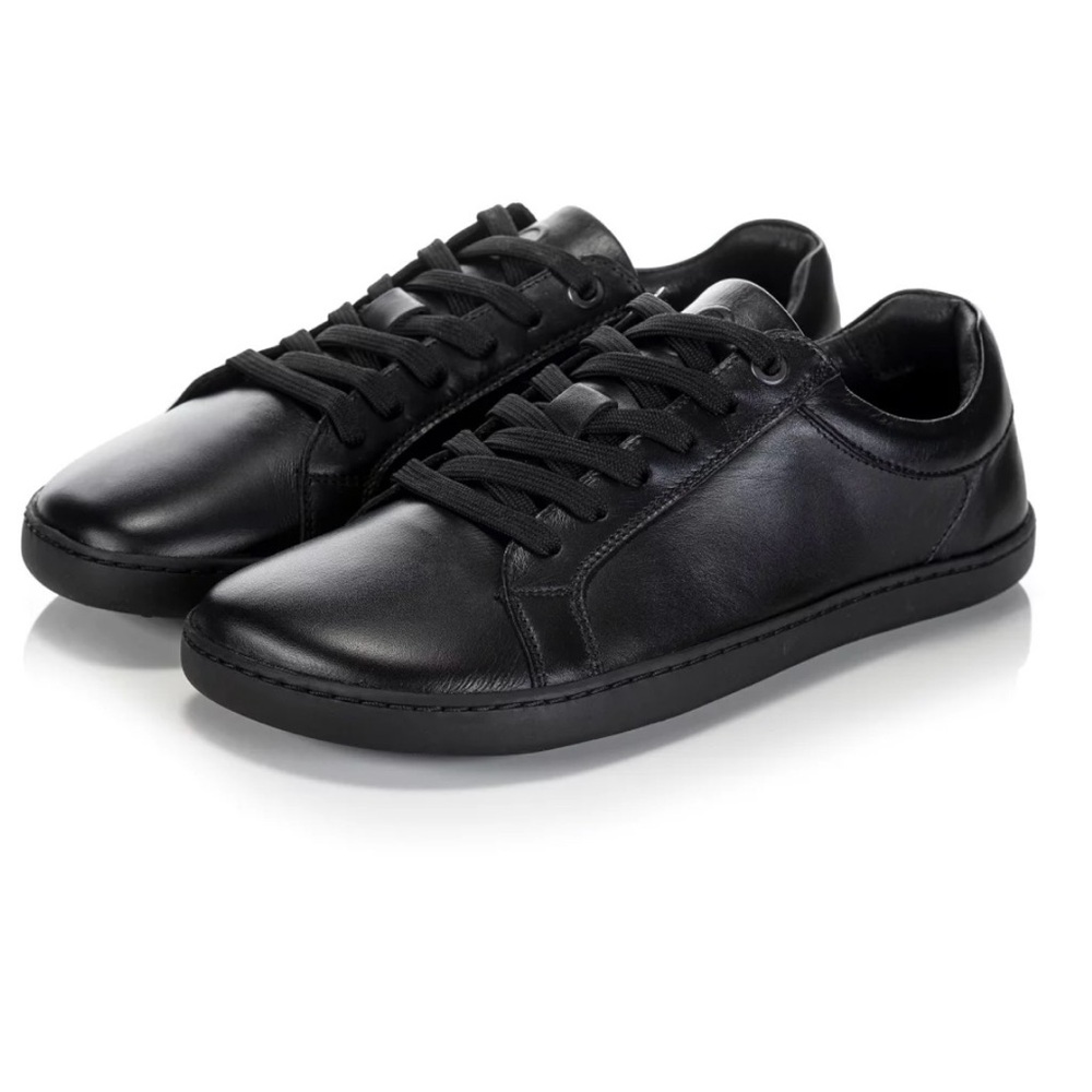 Shapen Barefoot Black Unisex Leather Sneakers wide to extra wide fit sz 6/36